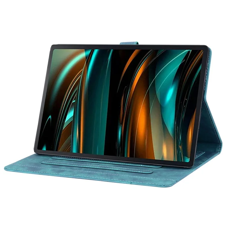 For Lenovo Tab M11 / Xiaoxin Pad 11 2024 Tablet Case Flower Cat Imprint Folio PU Leather Cover - Green