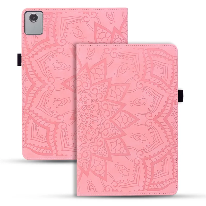 For Lenovo Tab M11 / Xiaoxin Pad 11 2024 Protective Shell Flower Pattern PU Leather Stand Tablet Cover - Pink