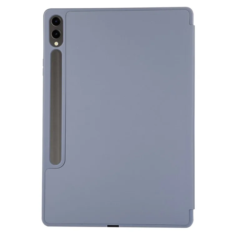 For Samsung Galaxy Tab S9+ / S9 FE+ Case Solid Color Tri-Fold Stand Anti-Drop PU Tablet Cover with Pencil Slot - Purple