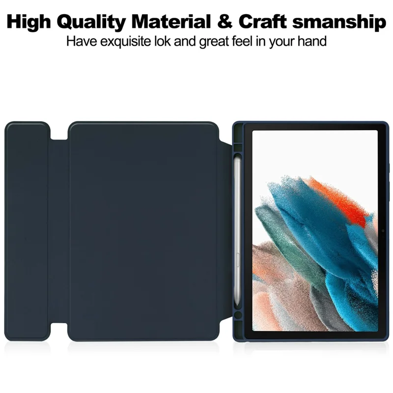 For Samsung Galaxy Tab A8 10.5 (2021) / (2022) Case Rotary Stand Tablet Cover with Bluetooth-compatible Keyboard - Dark Blue