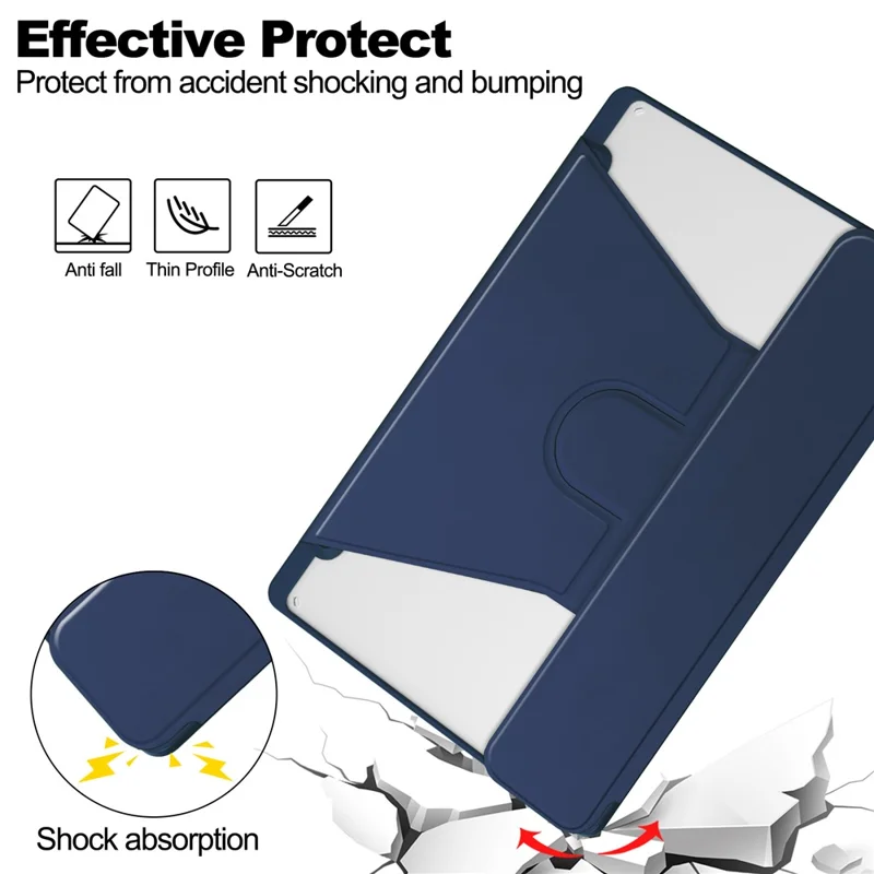 For Samsung Galaxy Tab A8 10.5 (2021) / (2022) Case Rotary Stand Tablet Cover with Bluetooth-compatible Keyboard - Dark Blue