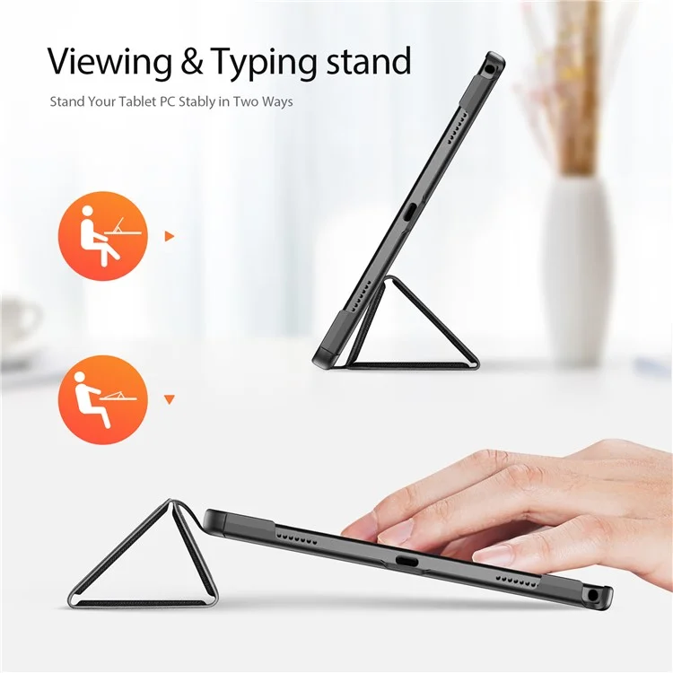 DUX DUCIS Domo Series for Lenovo Tab M11 / Xiaoxin Pad 11 2024 Leather Case Tri-fold Stand Tablet Cover - Black