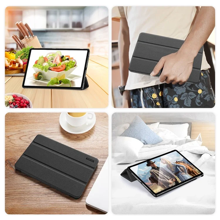 DUX DUCIS Domo Series for Lenovo Tab M11 / Xiaoxin Pad 11 2024 Leather Case Tri-fold Stand Tablet Cover - Black