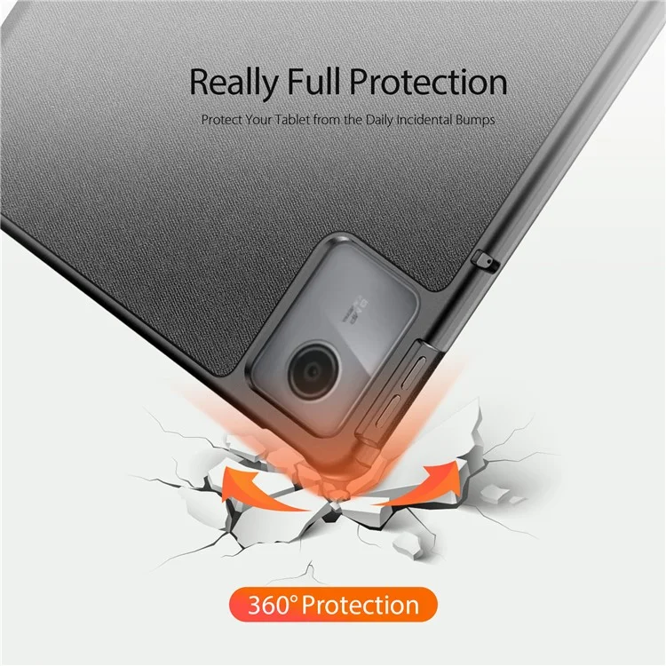 DUX DUCIS Domo Series for Lenovo Tab M11 / Xiaoxin Pad 11 2024 Leather Case Tri-fold Stand Tablet Cover - Black