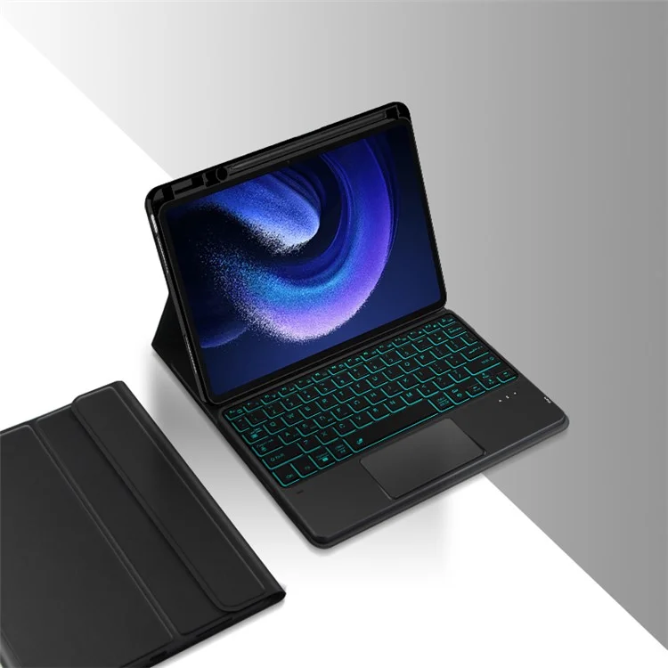 Per Xiaomi Pad 6 Backlight Touchpad Bluetooth Keyboard con Penna Slot Leather Tablet Cased