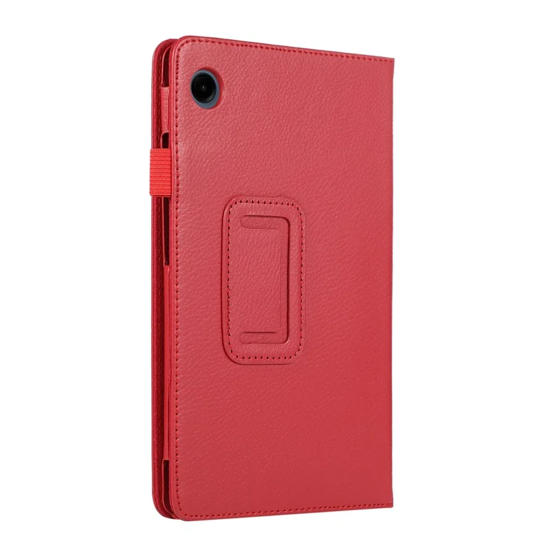 For Samsung Galaxy Tab A11 / A9 Tablet Case Litchi Texture PU Leather Bi-fold Stand Cover - Red