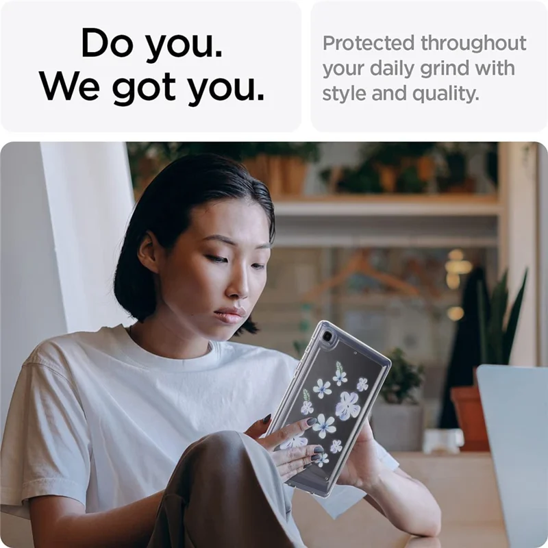 For Samsung Galaxy Tab A7 Lite 8.7-inch T225 T220 Case Flower Pattern PC+TPU Tablet Cover - Violet