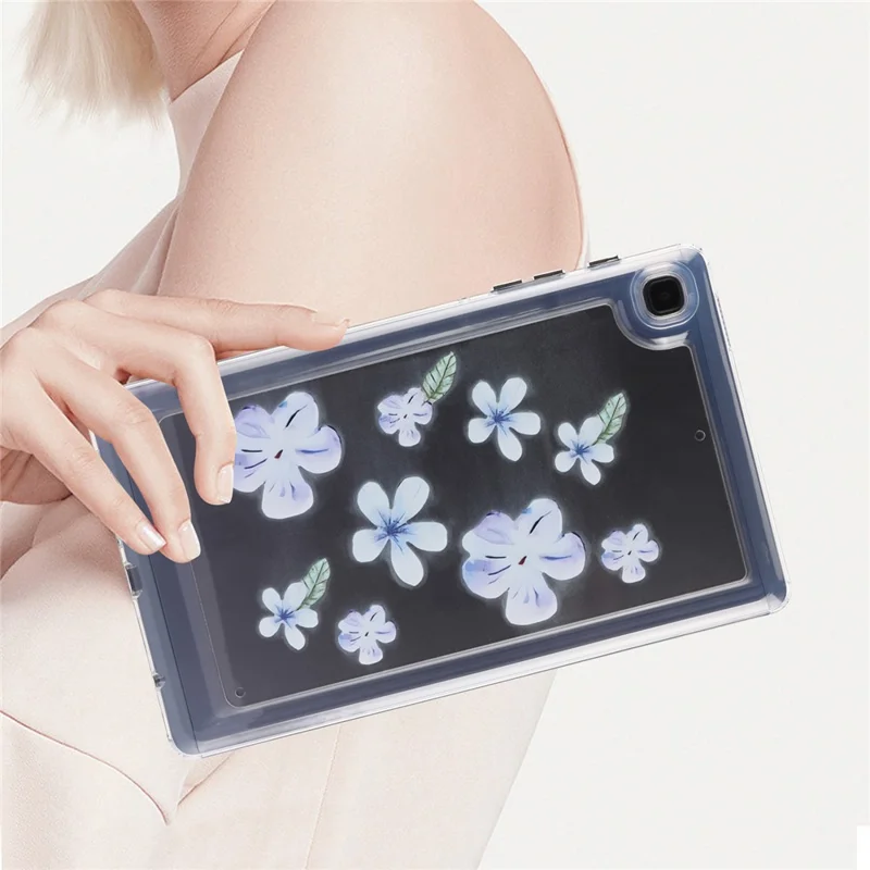 For Samsung Galaxy Tab A7 Lite 8.7-inch T225 T220 Case Flower Pattern PC+TPU Tablet Cover - Violet