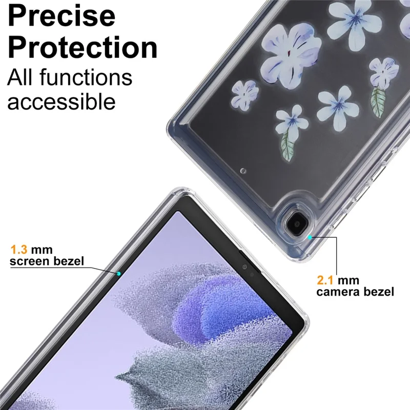 For Samsung Galaxy Tab A7 Lite 8.7-inch T225 T220 Case Flower Pattern PC+TPU Tablet Cover - Violet