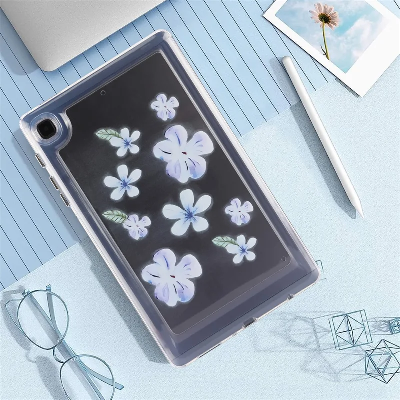 For Samsung Galaxy Tab A7 Lite 8.7-inch T225 T220 Case Flower Pattern PC+TPU Tablet Cover - Violet