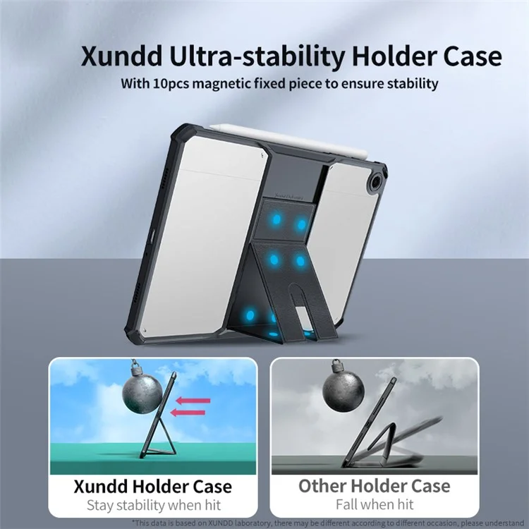 XUNDD Pour Samsung Galaxy Tab A9+ Kickstand Tablet Case Air Cushion Acrylic+TPU Cover - Noir
