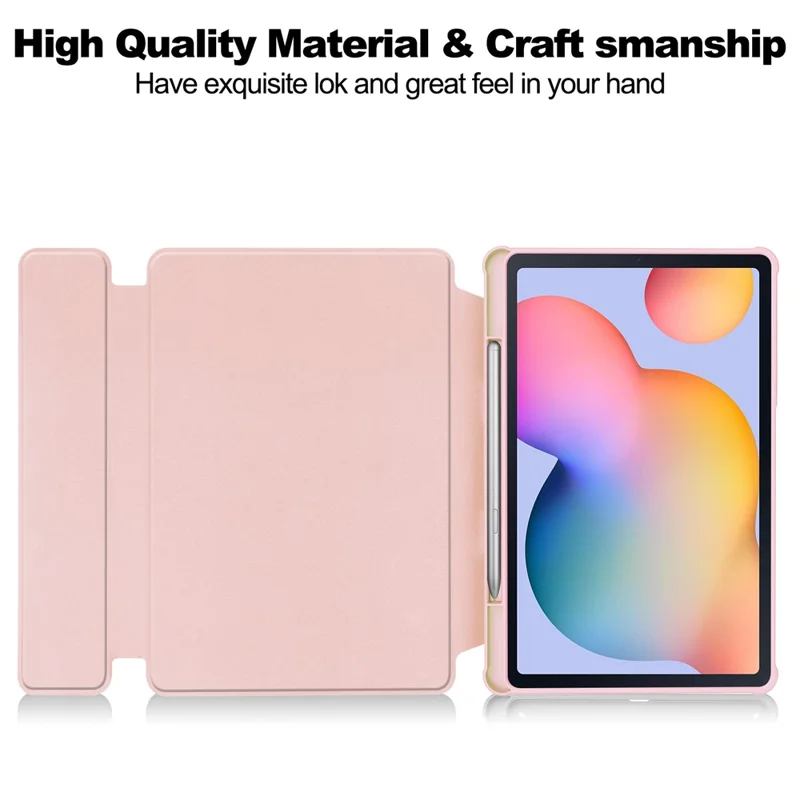 For Samsung Galaxy Tab S6 Lite (2024) / S6 Lite (2022) / S6 Lite (2020) Case Stand PU+Acrylic Tablet Cover (without Keyboard) - Pink