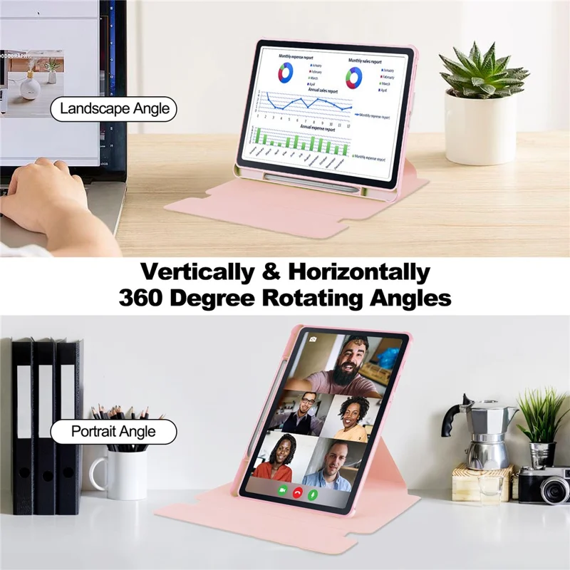 For Samsung Galaxy Tab S6 Lite (2024) / S6 Lite (2022) / S6 Lite (2020) Case Stand PU+Acrylic Tablet Cover (without Keyboard) - Pink