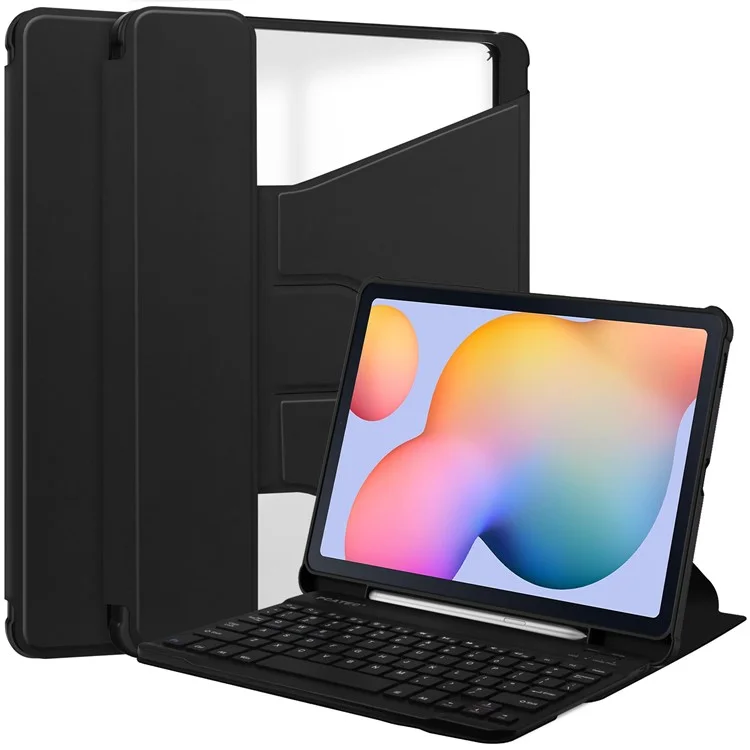 Para Samsung Galaxy Tab S6 Lite (2024) / S6 Lite (2022) / S6 Lite (2020) Capa com Teclado Bluetooth PU+Acrílico Capa de Tablet - Preto