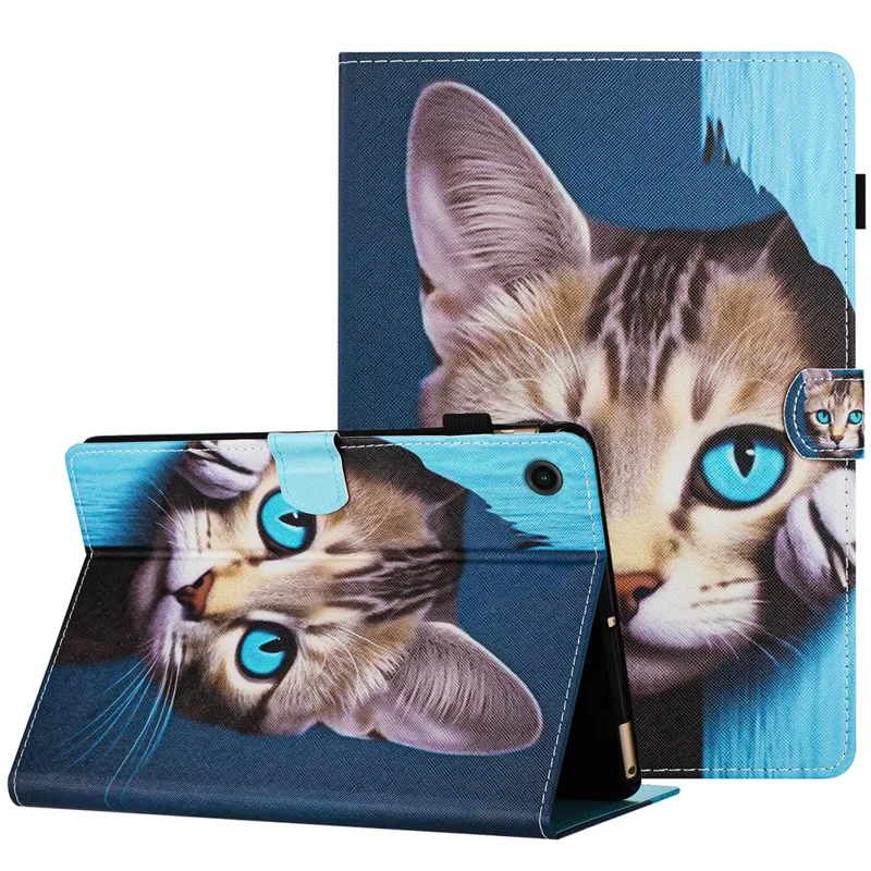 For Samsung Galaxy Tab A8 10.5 (2021) X205 / X200 Shockproof Case Anti-Drop PU Leather Tablet Cover - Cat