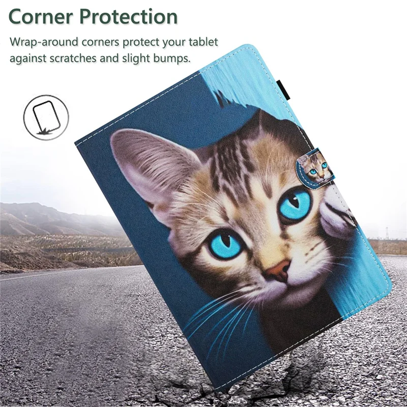 For Samsung Galaxy Tab A8 10.5 (2021) X205 / X200 Shockproof Case Anti-Drop PU Leather Tablet Cover - Cat