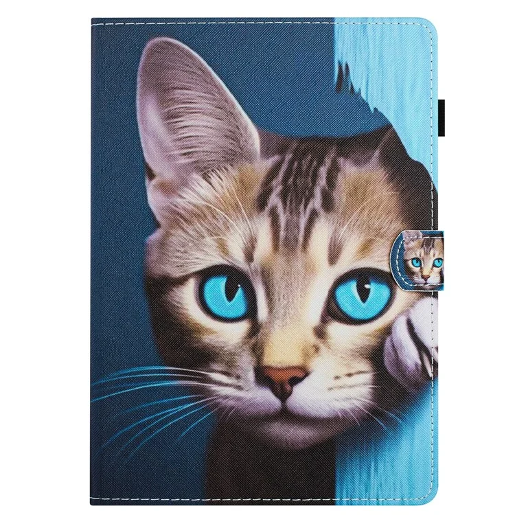 Para Lenovo Tab P11 J606F Funda Estampada Antirrobo de Cuero de PU Estilo Folio Flip Funda Tablet - Gato