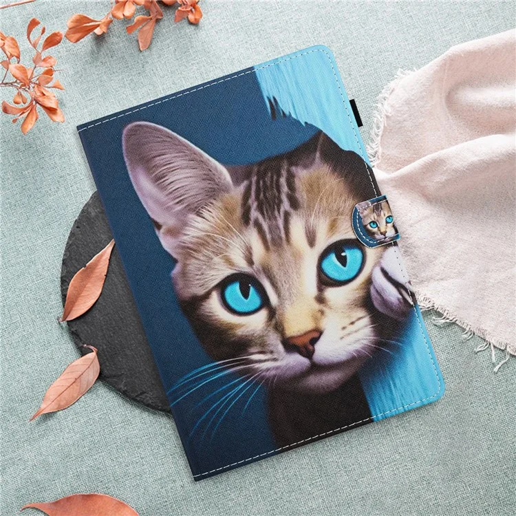 Para Lenovo Tab P11 J606F Funda Estampada Antirrobo de Cuero de PU Estilo Folio Flip Funda Tablet - Gato