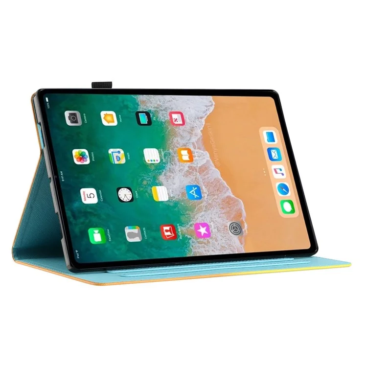 Für iPad 10.9 (2022) PU-Leder-Case, Muster bedruckt, Kartenfach, Schutzhülle für Tablet - Blume
