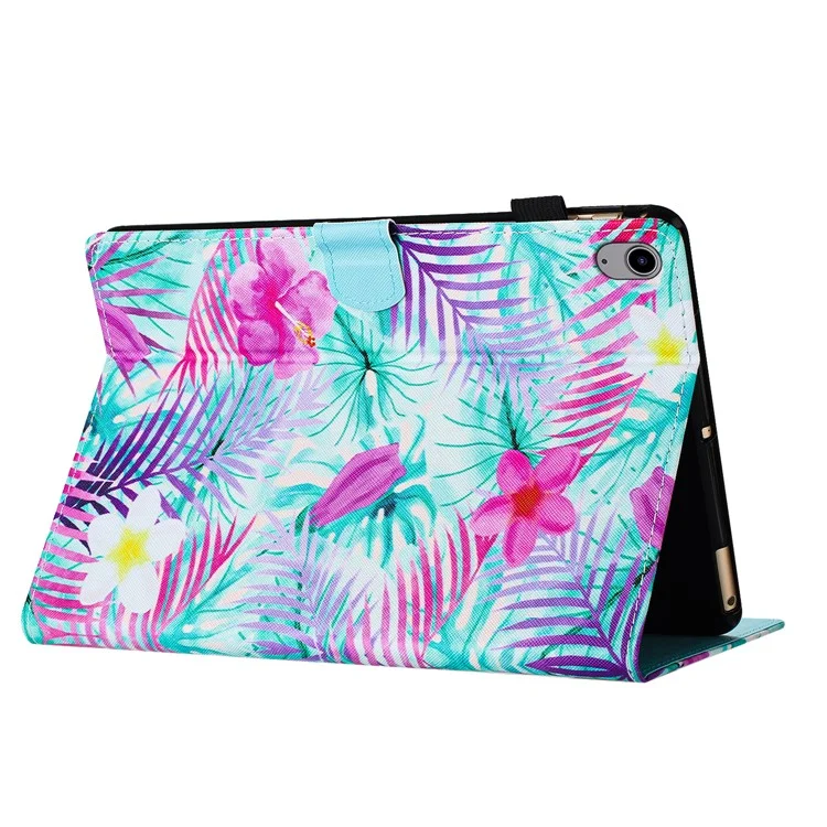Für iPad 10.9 (2022) PU-Leder-Case, Muster bedruckt, Kartenfach, Schutzhülle für Tablet - Blume