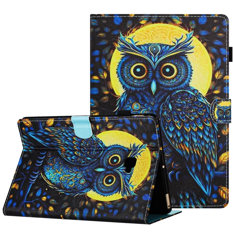 For Samsung Galaxy Tab A 10.1 (2016) T580 / T580 Case Pattern Printed Shockproof PU Leather Tablet Cover - Owl