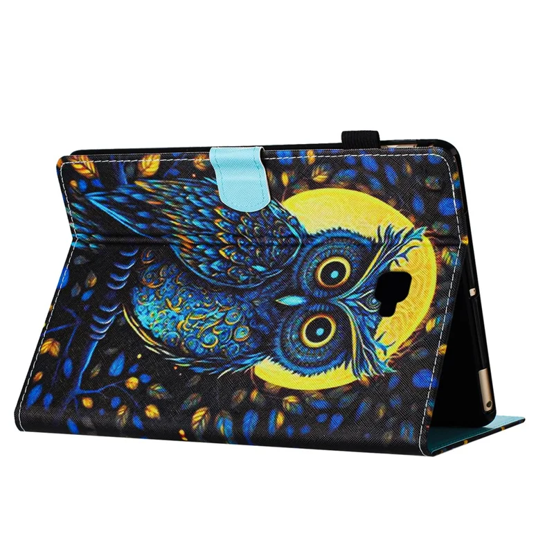 For Samsung Galaxy Tab A 10.1 (2016) T580 / T580 Case Pattern Printed Shockproof PU Leather Tablet Cover - Owl