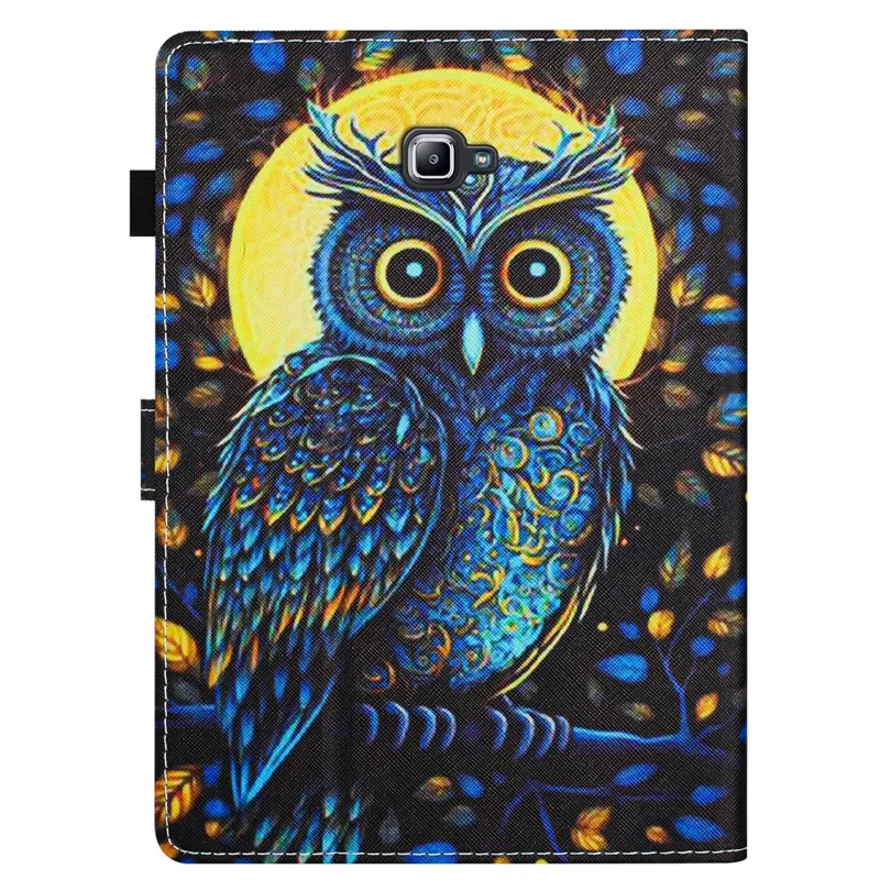 For Samsung Galaxy Tab A 10.1 (2016) T580 / T580 Case Pattern Printed Shockproof PU Leather Tablet Cover - Owl