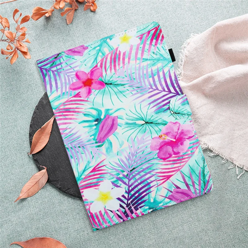 For iPad mini (2024) / mini (2021) Protective Case Pattern Printed Card Slot PU Leather Folio Flip Cover - Flower