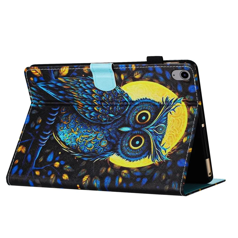 For iPad mini (2024) / mini (2021) Protective Case Pattern Printed Card Slot PU Leather Folio Flip Cover - Owl