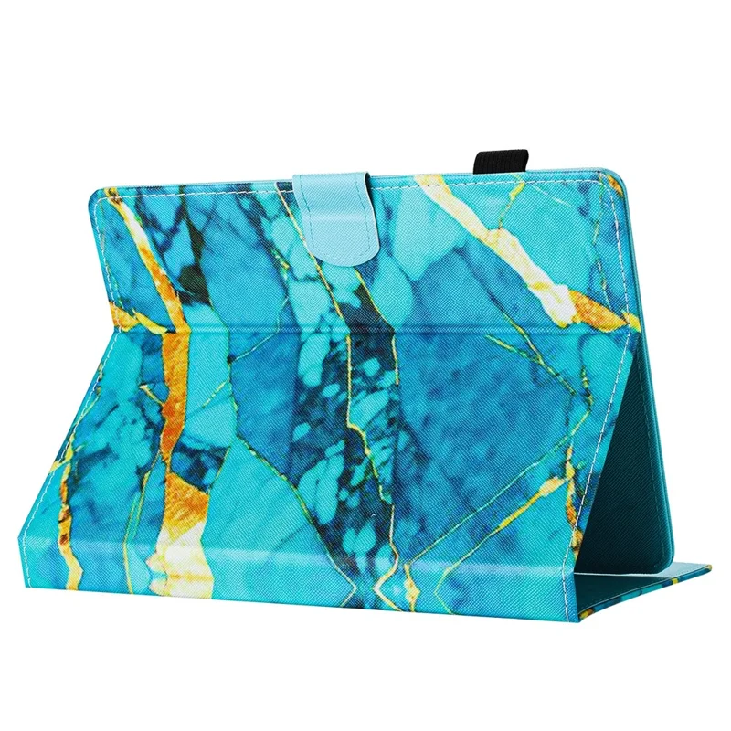 Universal Case for 10-inch Tablet, PU Leather Pattern Stand Folio Protective Cover - Gold+Blue Marble
