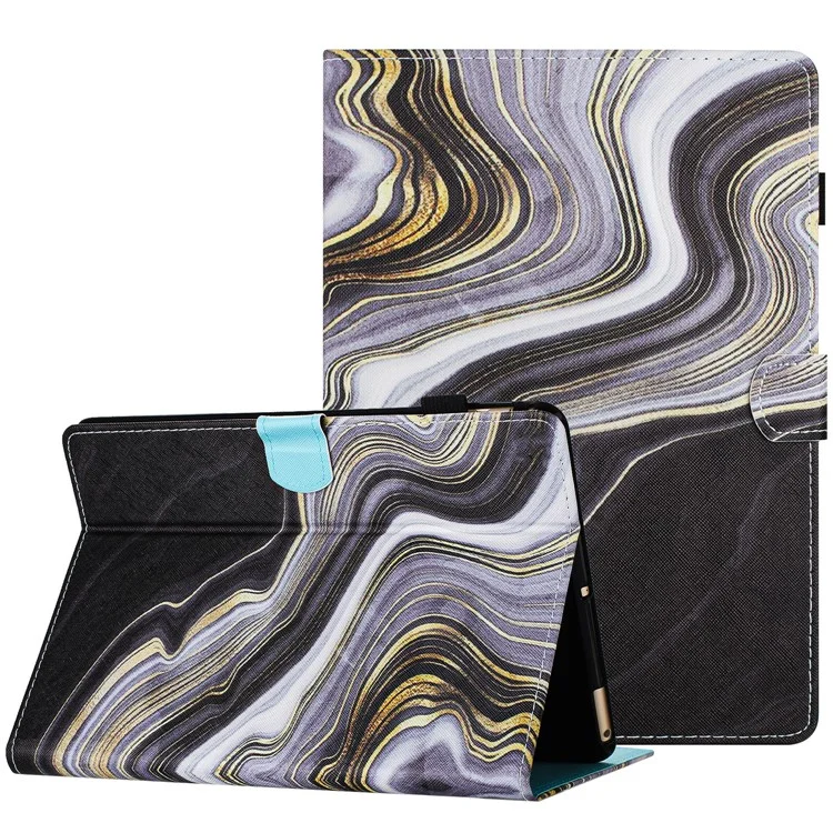 For Amazon Kindle Paperwhite (2015) / 2 (2015) / 3 (2015) / 4 (2018) Case PU Leather Smart Tablet Cover- Black+Gold Marble