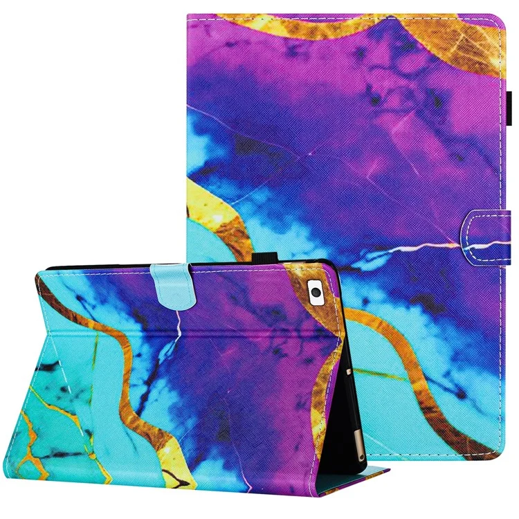Para iPad Mini / mini 2 / mini 3 / mini 4 / mini (2019) Capa de couro PU com padrão de mármore Folio Tablet Cover - Roxo + Azul Mármore