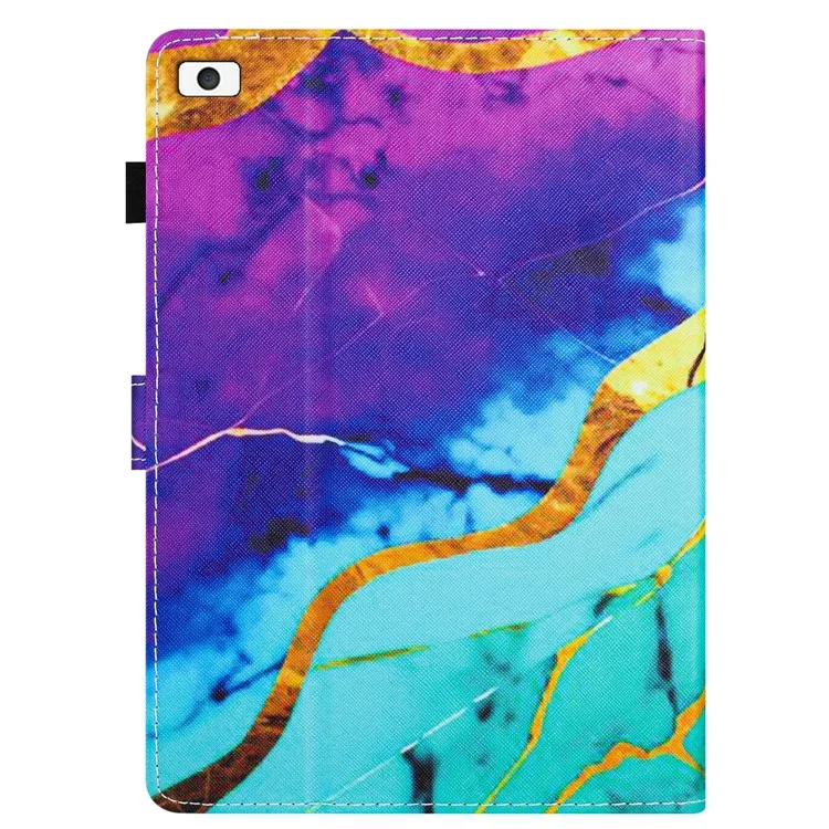 Para iPad Mini / mini 2 / mini 3 / mini 4 / mini (2019) Capa de couro PU com padrão de mármore Folio Tablet Cover - Roxo + Azul Mármore
