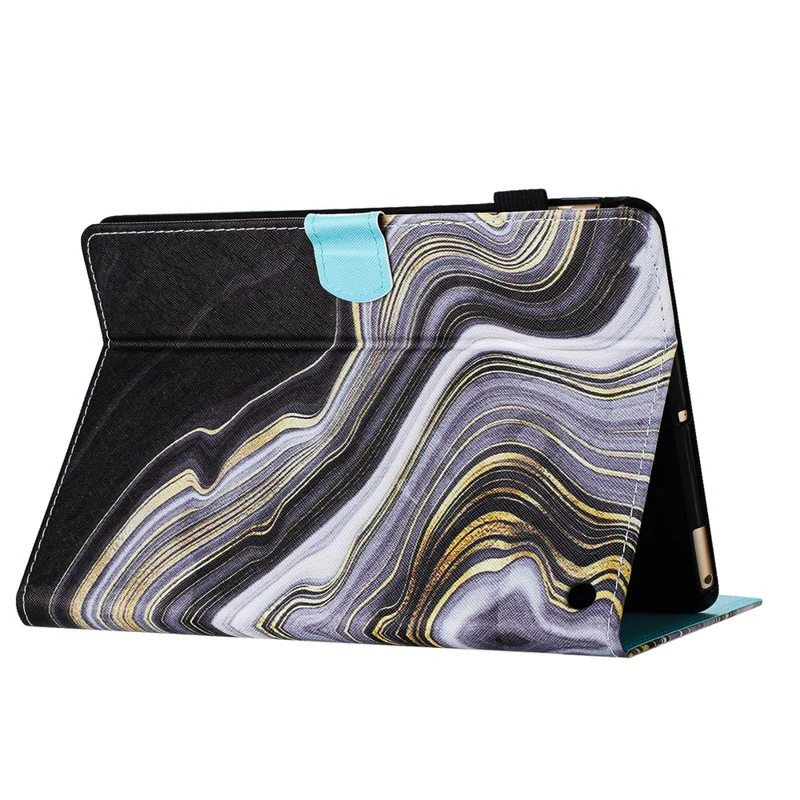 For Amazon Fire HD 10 Plus (2021) Smart Case PU Leather Pattern Dropproof Cover - Black+Gold Marble