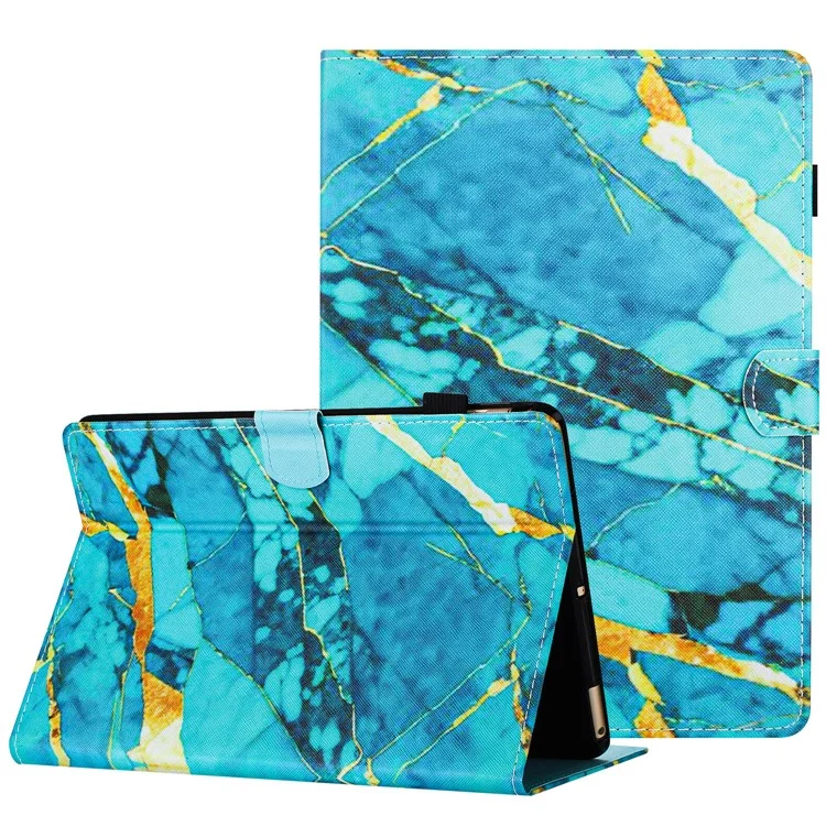 Pour Amazon Kindle Youth Edition 2022 Case Folio Pattern PU Leather Tablet Cover - Gold+Blue Marble