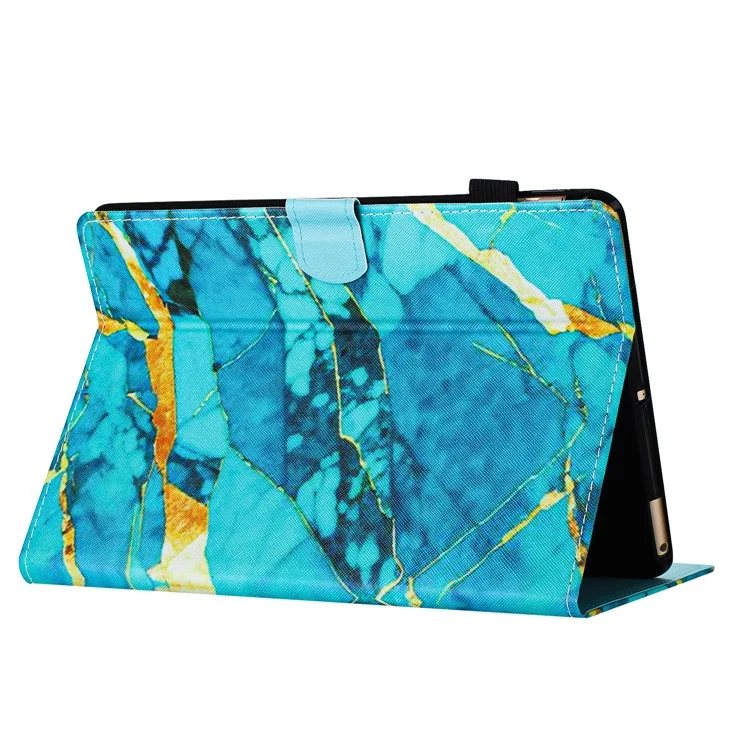 Pour Amazon Kindle Youth Edition 2022 Case Folio Pattern PU Leather Tablet Cover - Gold+Blue Marble