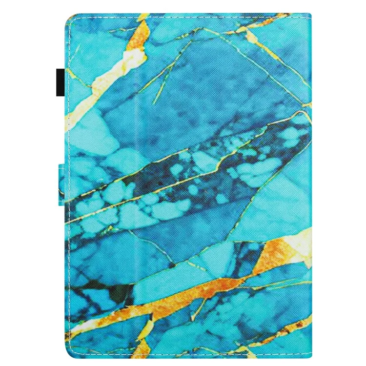 Pour Amazon Kindle Youth Edition 2022 Case Folio Pattern PU Leather Tablet Cover - Gold+Blue Marble