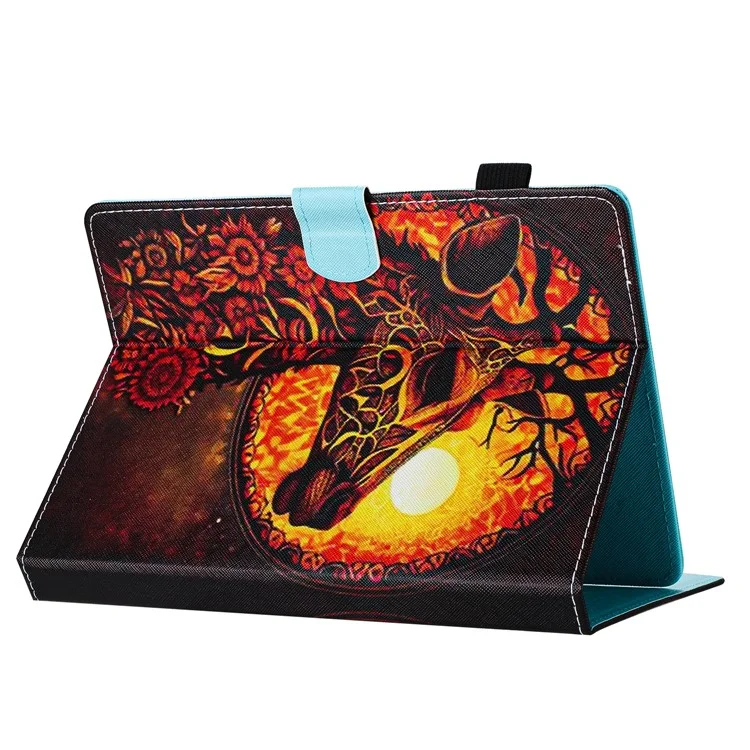 Universal 10-inch Tablet Case Pattern Printed Protective Folio Leather Stand Cover - Flower Deer