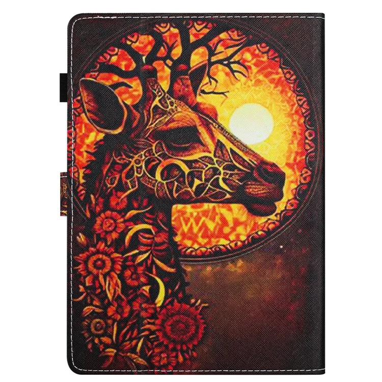 Universal 10-inch Tablet Case Pattern Printed Protective Folio Leather Stand Cover - Flower Deer