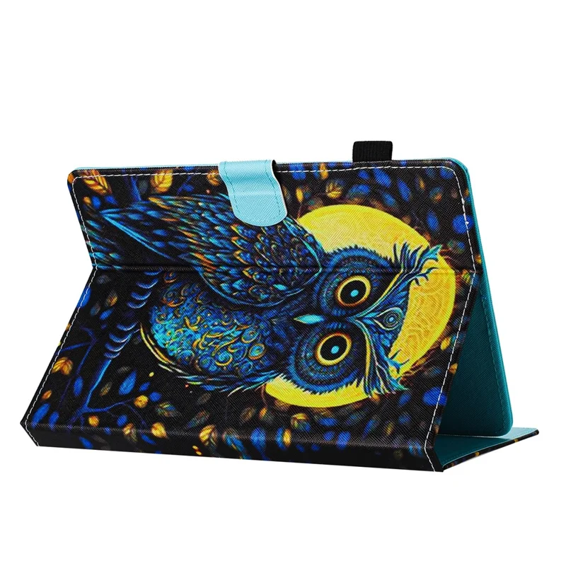 Universal 10-inch Tablet Case Pattern Printed Protective Folio Leather Stand Cover - Moonlight Owl