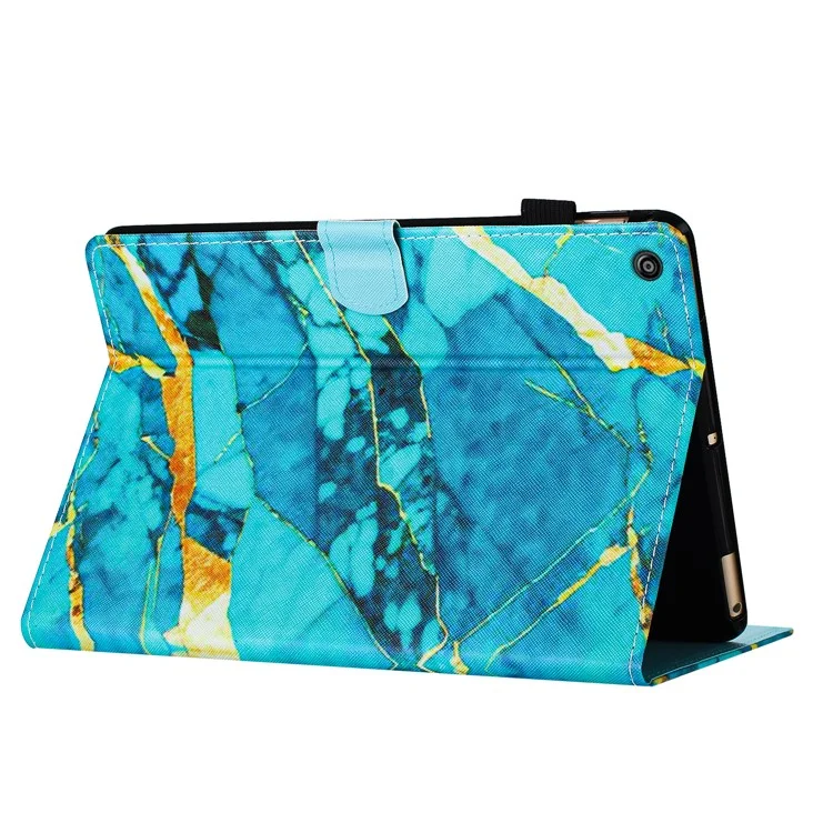 For Amazon Fire HD 8 (2016) / (2017) / (2018) Case Smart Leather Pattern Tablet Cover - Gold+Blue Marble
