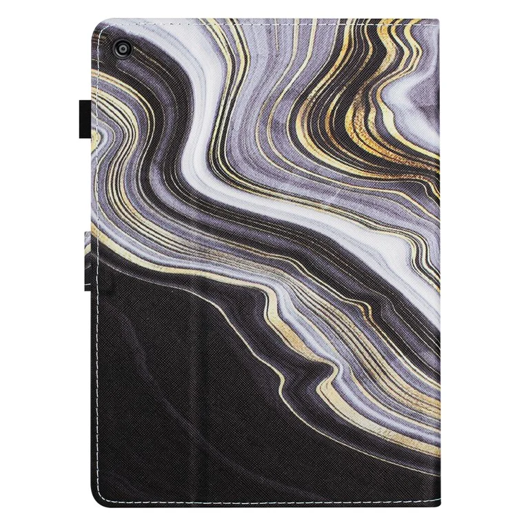 For Amazon Fire HD 8 (2016) / (2017) / (2018) Case Smart Leather Pattern Tablet Cover - Black+Gold Marble