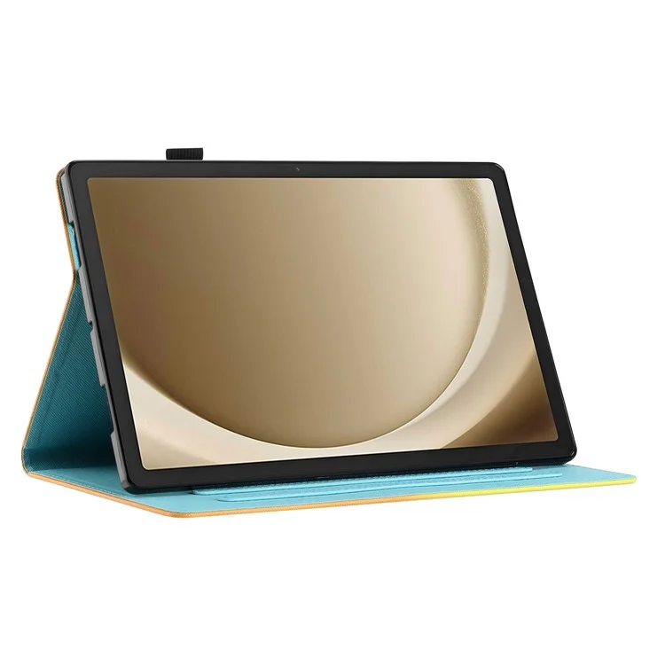 For Samsung Galaxy Tab A9+ Case Stitching Gradient PU Leather Tablet Cover - Blue / Rose