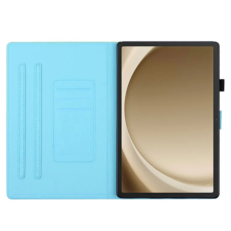 For Samsung Galaxy Tab A9+ Case Stitching Gradient PU Leather Tablet Cover - Blue / Rose