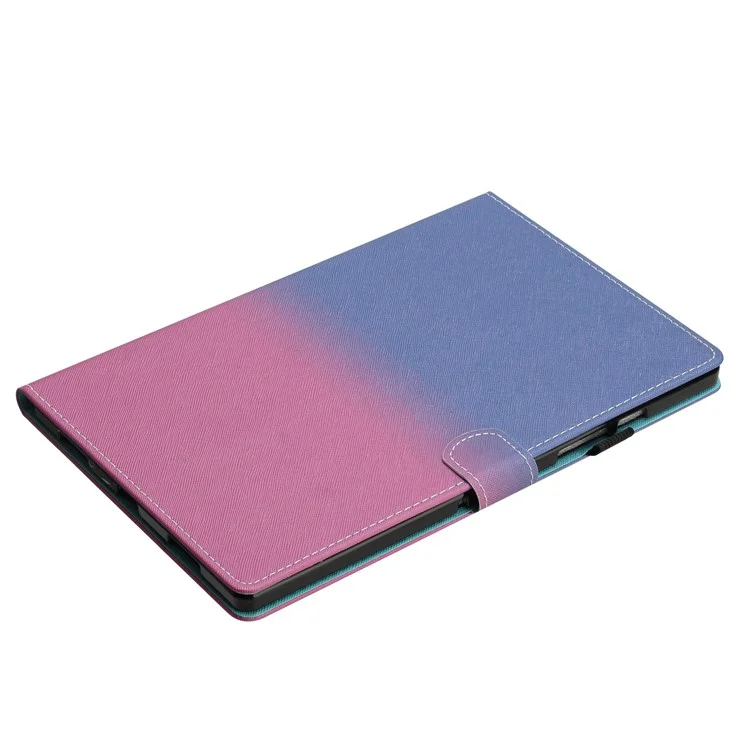For Samsung Galaxy Tab A9+ Case Stitching Gradient PU Leather Tablet Cover - Blue / Rose