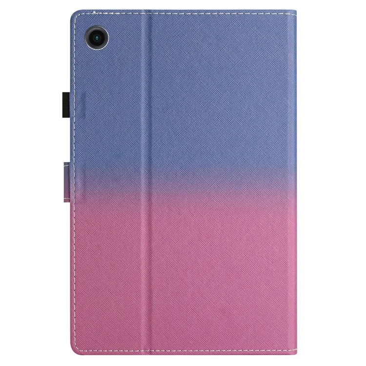 For Samsung Galaxy Tab A9+ Case Stitching Gradient PU Leather Tablet Cover - Blue / Rose