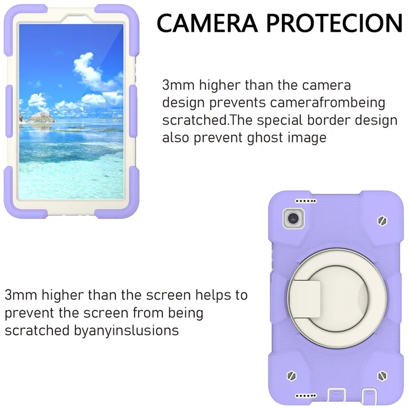 Para Samsung Galaxy Tab A9 Case PC+Silicone Ring Kickstand Taple Tampa Com Alça de Ombro - Taro Roxo