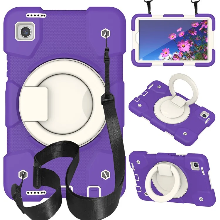 Für Samsung Galaxy Tab A9 Case Pc+silikonring -kickstand -tablet -abdeckung Mit Schultergurt - Dunkelviolett