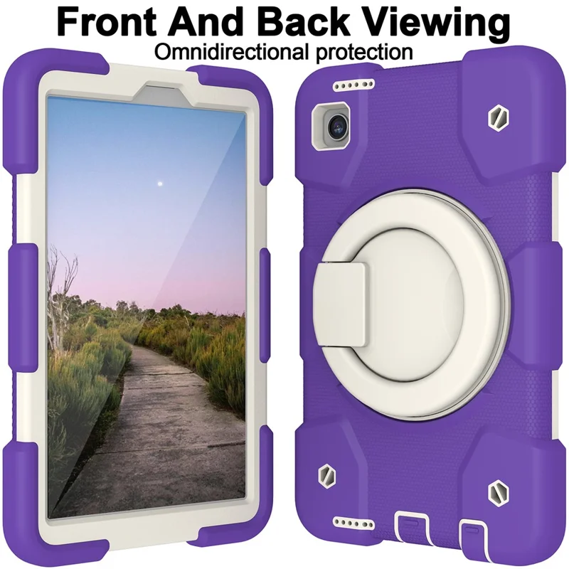 Für Samsung Galaxy Tab A9 Case Pc+silikonring -kickstand -tablet -abdeckung Mit Schultergurt - Dunkelviolett