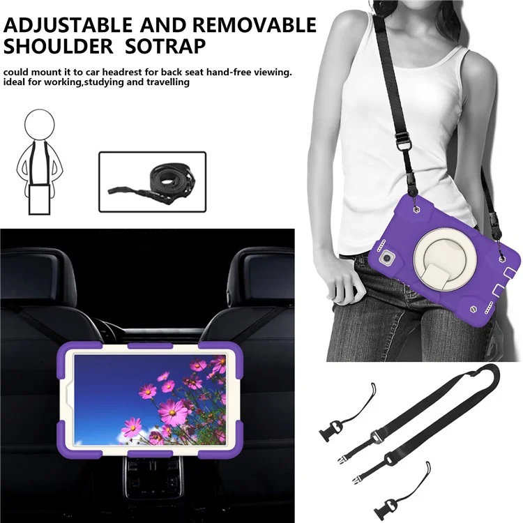 Für Samsung Galaxy Tab A9 Case Pc+silikonring -kickstand -tablet -abdeckung Mit Schultergurt - Dunkelviolett